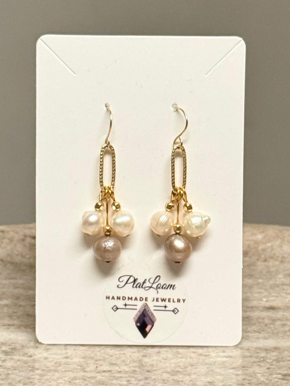 Gold-Filled Two-Tone Edison Pearl 3-Drop Earrings